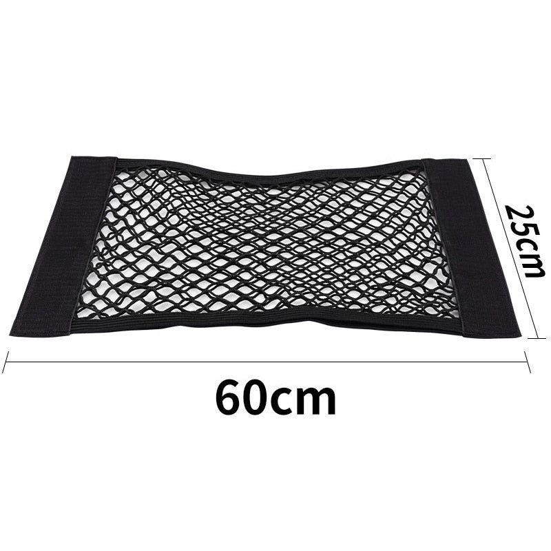 Universal car storage organizer with elastic mesh
