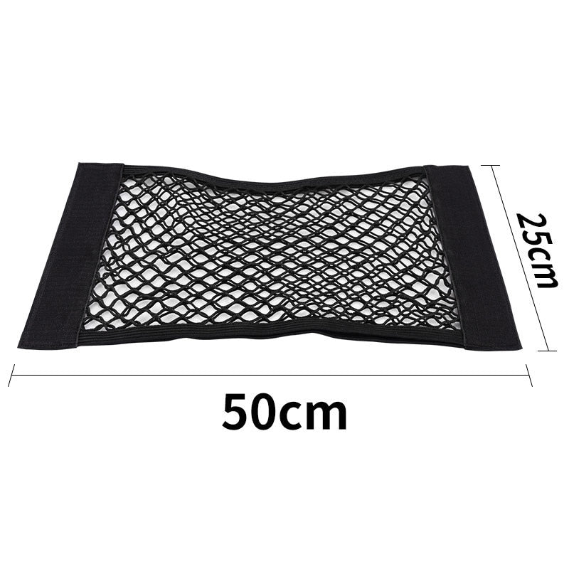 Universal car storage organizer with elastic mesh